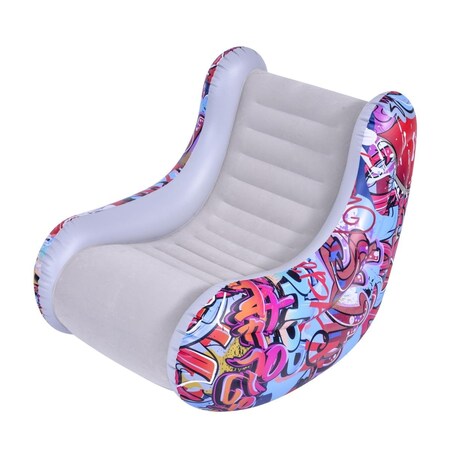Pool Central 37 in. Graffiti Design Flocked Inflatable Lounge Chair 34808549